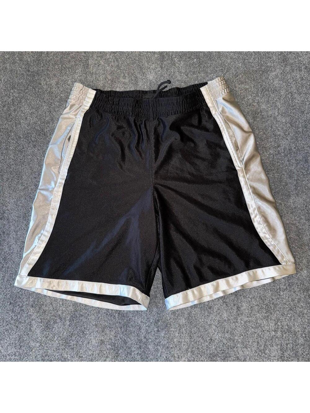 Foot Locker Black Baggy Dazzle Hoop Shorts Mens LG Vtg y2k 90s Rare